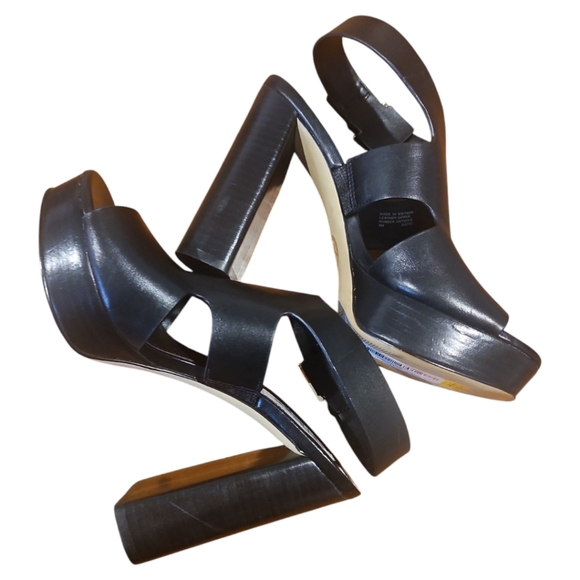 New Michael Kors Leather Platform Heels Sandals Sz 6 - Picture 11 of 14
